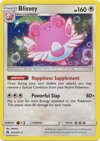 Blissey (153/214) (Cosmos Holo) [Sun & Moon: Lost Thunder] | Kessel Run Games Inc. 