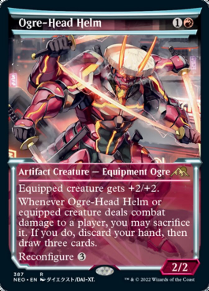 Ogre-Head Helm (Showcase Soft Glow) [Kamigawa: Neon Dynasty] | Kessel Run Games Inc. 