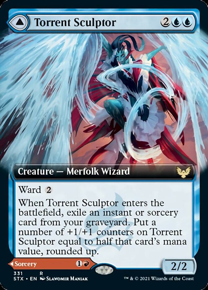 Torrent Sculptor // Flamethrower Sonata (Extended Art) [Strixhaven: School of Mages] | Kessel Run Games Inc. 