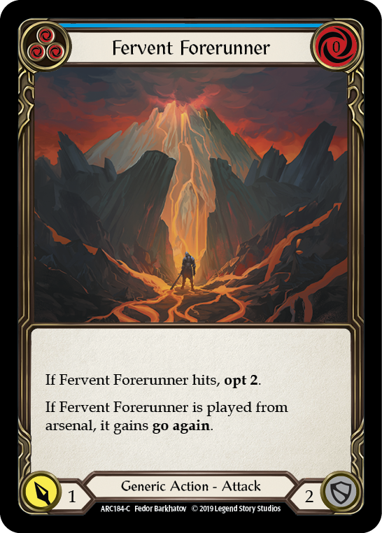 Fervent Forerunner (Blue) [ARC184-C] (Arcane Rising)  1st Edition Rainbow Foil | Kessel Run Games Inc. 