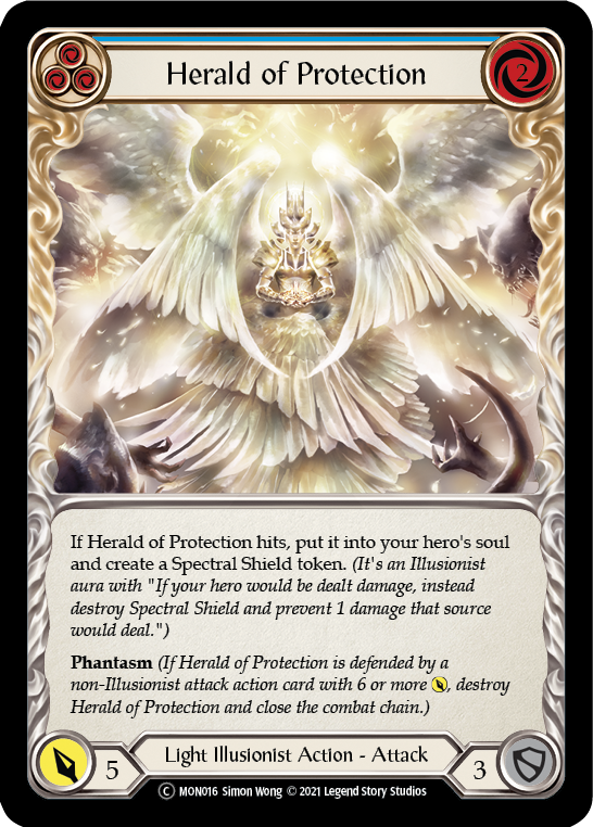 Herald of Protection (Blue) [U-MON016-RF] (Monarch Unlimited)  Unlimited Rainbow Foil | Kessel Run Games Inc. 