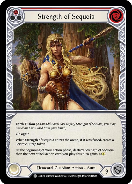 Strength of Sequoia (Red) [ELE028] (Tales of Aria)  1st Edition Rainbow Foil | Kessel Run Games Inc. 