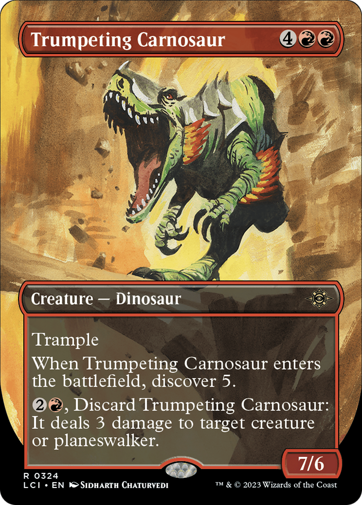 Trumpeting Carnosaur (Borderless) [The Lost Caverns of Ixalan] | Kessel Run Games Inc. 