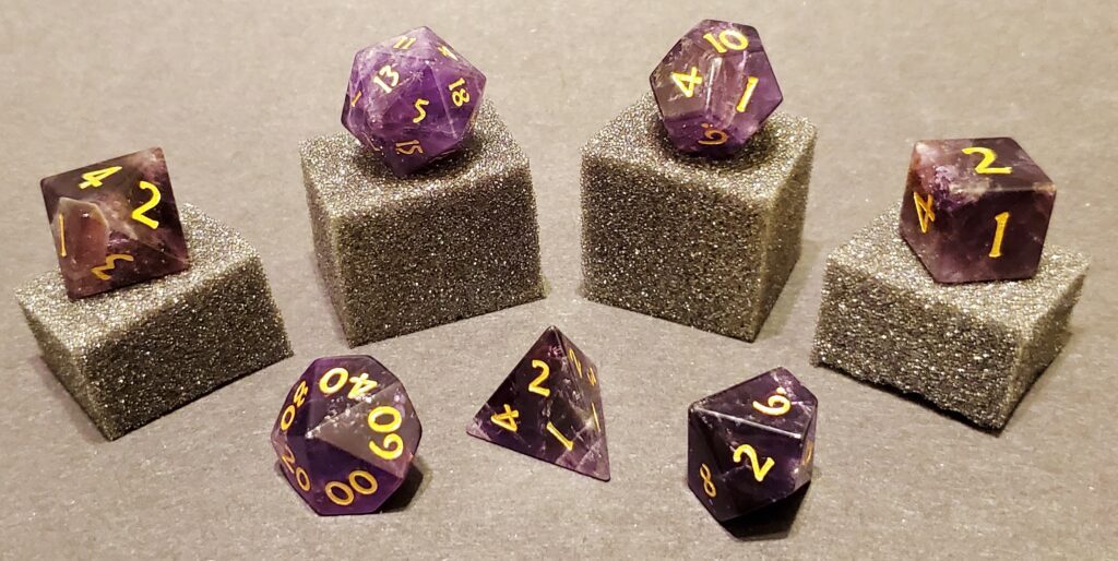 Amethyst Gemstone 7-Piece Dice Set - Purple Rain | Kessel Run Games Inc. 
