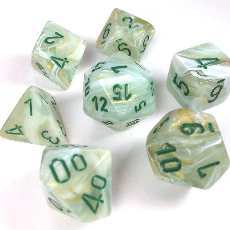 Marble: 7pc Polyhedral Dice Set | Kessel Run Games Inc. 