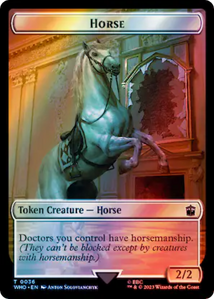 Horse // Food (0057) Double-Sided Token (Surge Foil) [Doctor Who Tokens] | Kessel Run Games Inc. 