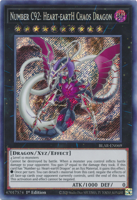 Number C92: Heart-eartH Chaos Dragon [BLAR-EN069] Secret Rare | Kessel Run Games Inc. 