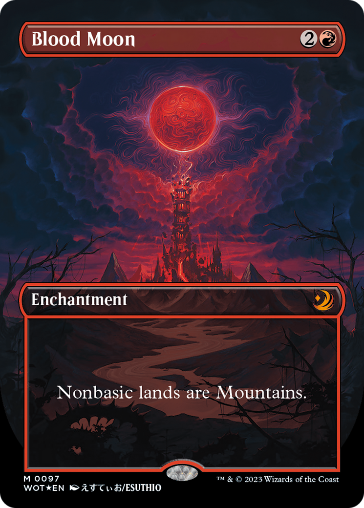 Blood Moon (Anime Borderless) (Confetti Foil) [Wilds of Eldraine: Enchanting Tales] | Kessel Run Games Inc. 