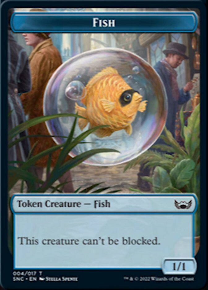 Clue // Fish Double-Sided Token [Streets of New Capenna Commander Tokens] | Kessel Run Games Inc. 