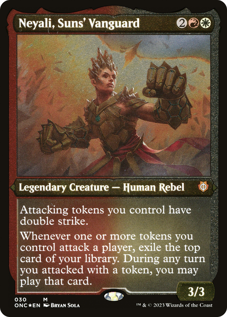 Neyali, Suns' Vanguard (Foil Etched) (Display Commander) [Phyrexia: All Will Be One Commander] | Kessel Run Games Inc. 
