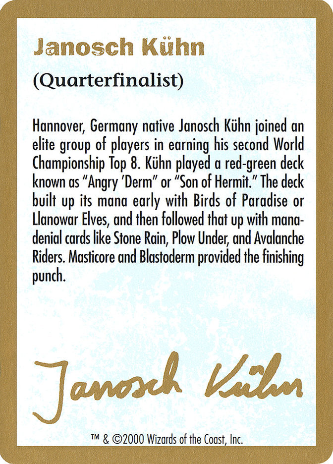 Janosch Kuhn Bio (2000) [World Championship Decks 2000] | Kessel Run Games Inc. 