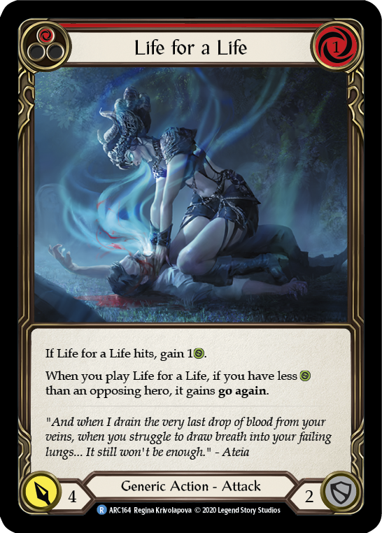 Life for a Life (Red) [U-ARC164] (Arcane Rising Unlimited)  Unlimited Rainbow Foil | Kessel Run Games Inc. 