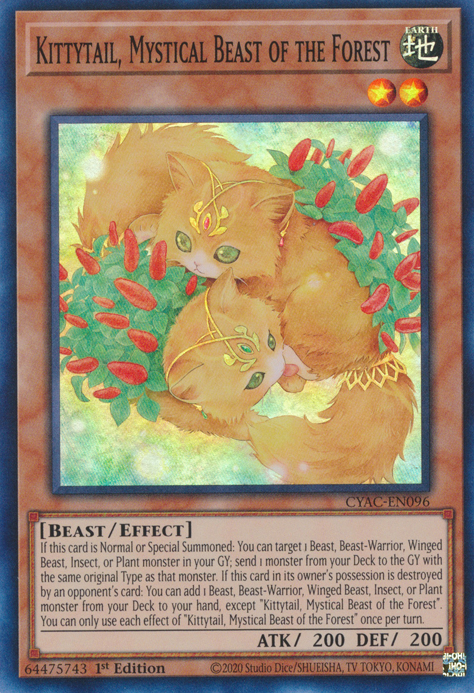 Kittytail, Mystical Beast of the Forest [CYAC-EN096] Super Rare | Kessel Run Games Inc. 