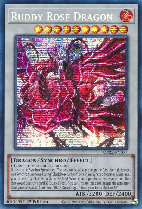 Ruddy Rose Dragon [MP22-EN077] Prismatic Secret Rare | Kessel Run Games Inc. 