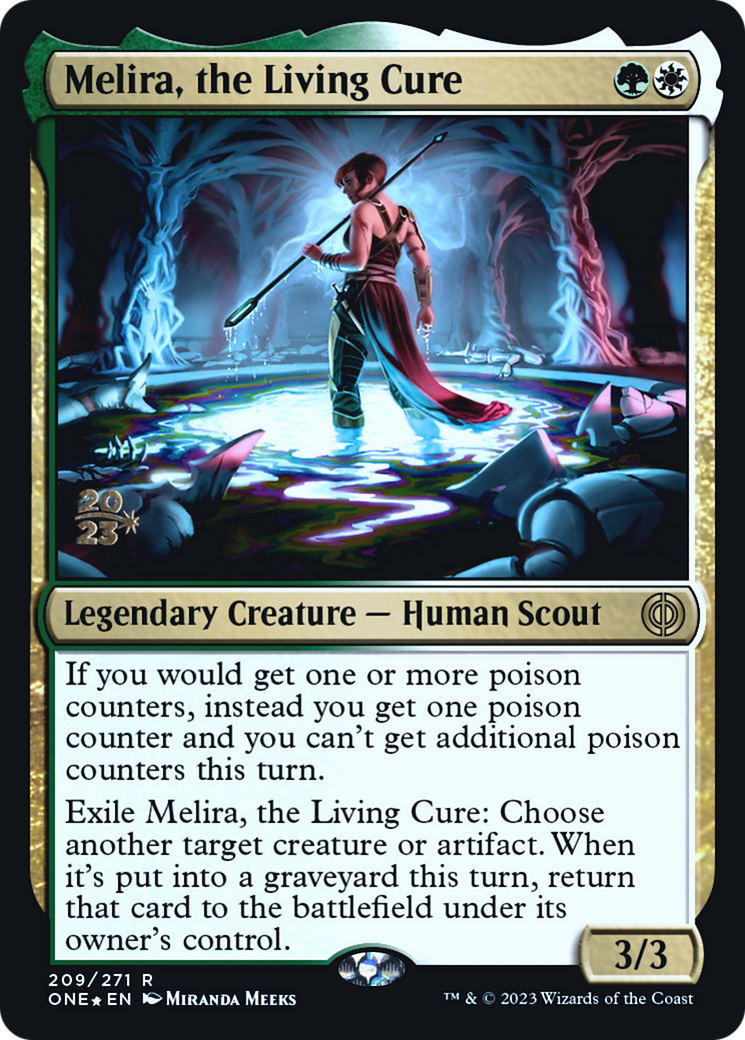 Melira, the Living Cure [Phyrexia: All Will Be One Prerelease Promos] | Kessel Run Games Inc. 