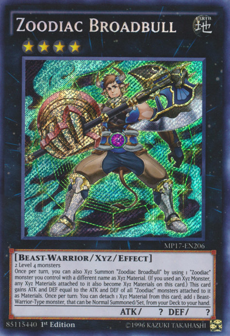 Zoodiac Broadbull [MP17-EN206] Secret Rare | Kessel Run Games Inc. 