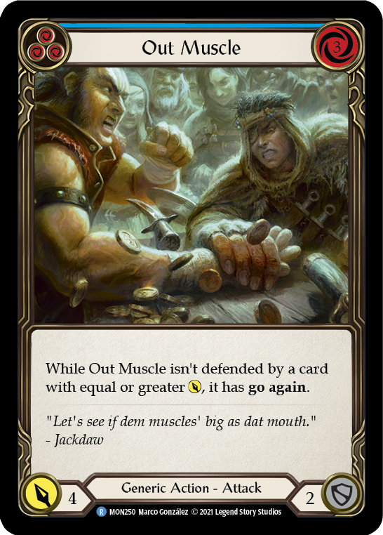 Out Muscle (Blue) [MON250-RF] (Monarch)  1st Edition Rainbow Foil | Kessel Run Games Inc. 