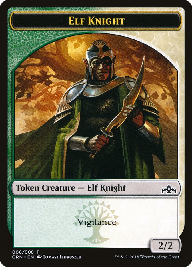 Elf Knight Token [Guilds of Ravnica Tokens] | Kessel Run Games Inc. 