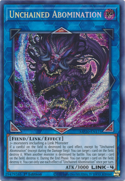 Unchained Abomination [MP20-EN175] Prismatic Secret Rare | Kessel Run Games Inc. 