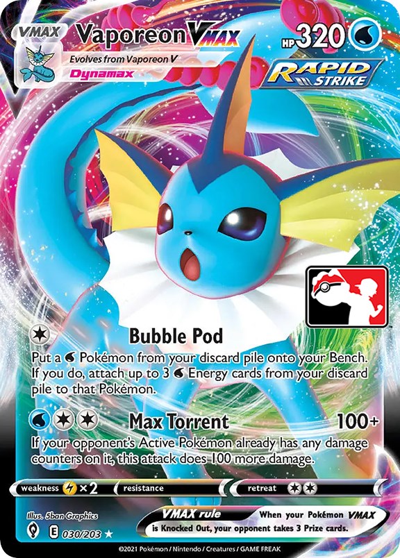 Vaporeon VMAX (030/203) [Prize Pack Series One] | Kessel Run Games Inc. 