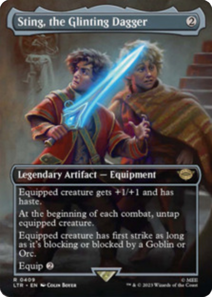 Sting, the Glinting Dagger (Borderless Alternate Art) [The Lord of the Rings: Tales of Middle-Earth] | Kessel Run Games Inc. 