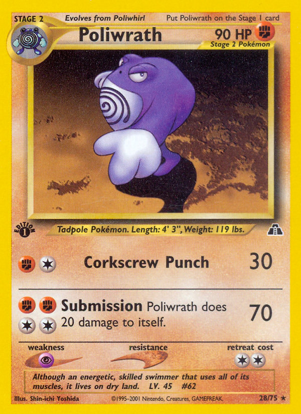 Poliwrath (28/75) [Neo Discovery 1st Edition] | Kessel Run Games Inc. 