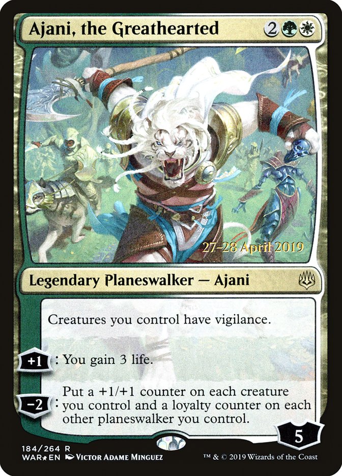 Ajani, the Greathearted [War of the Spark Prerelease Promos] | Kessel Run Games Inc. 