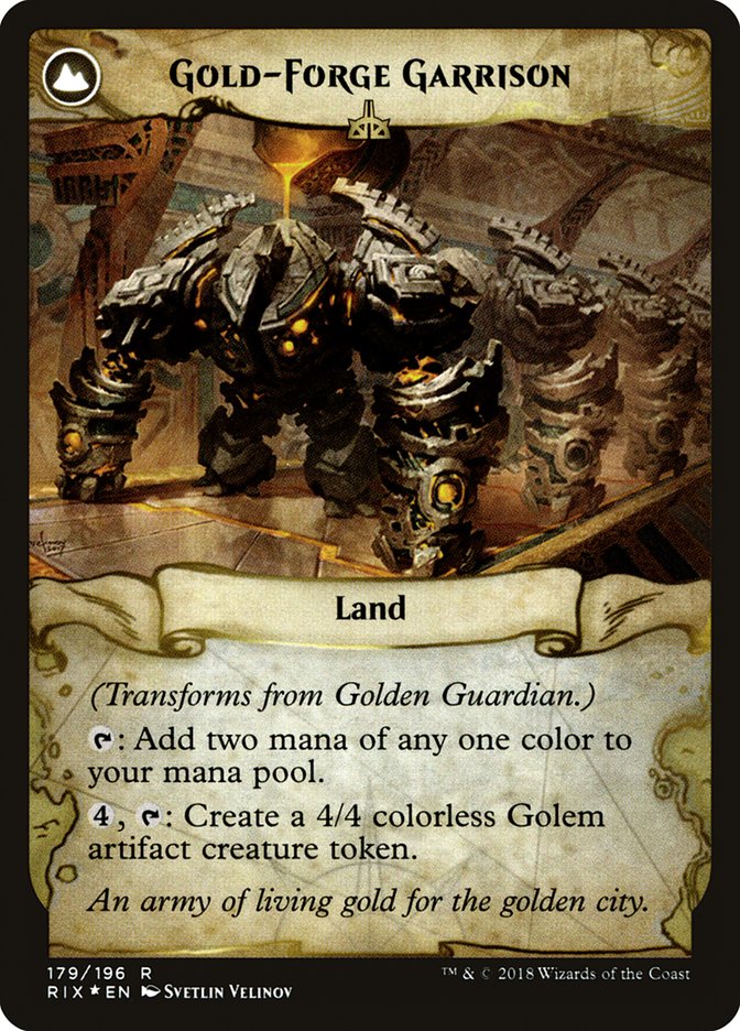 Golden Guardian // Gold-Forge Garrison [Rivals of Ixalan Prerelease Promos] | Kessel Run Games Inc. 