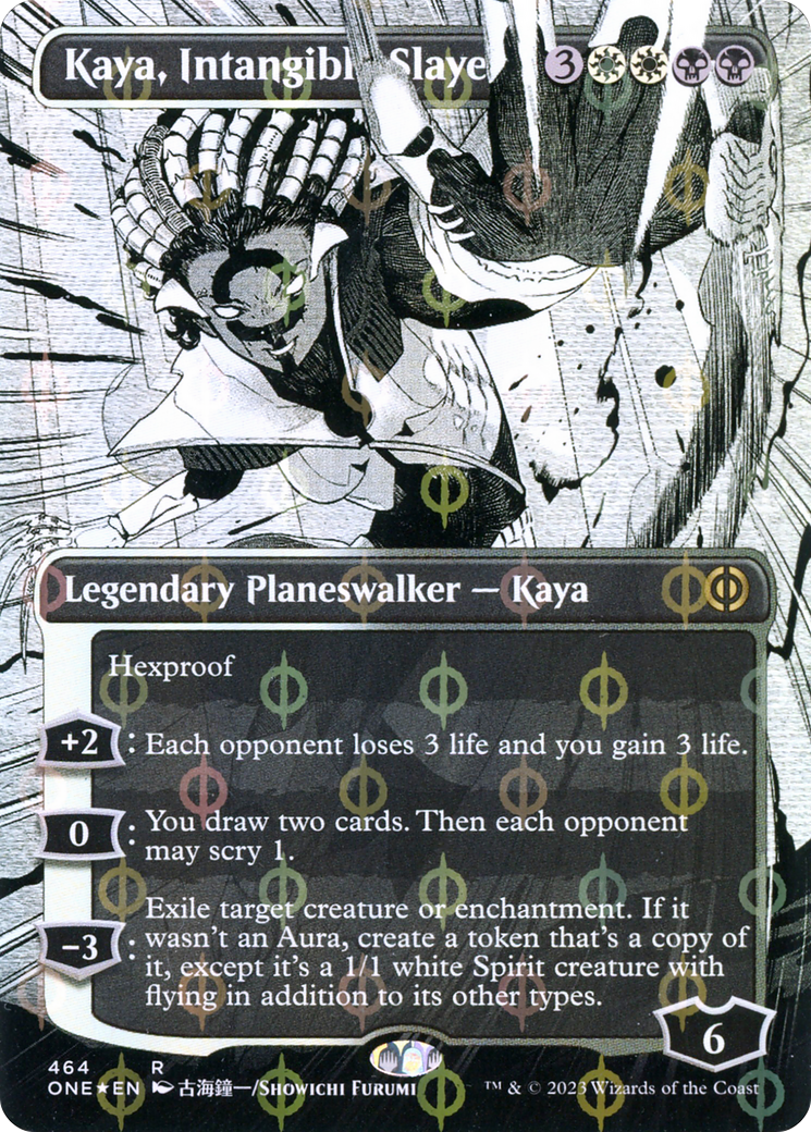 Kaya, Intangible Slayer (Borderless Manga Step-and-Compleat Foil) [Phyrexia: All Will Be One] | Kessel Run Games Inc. 