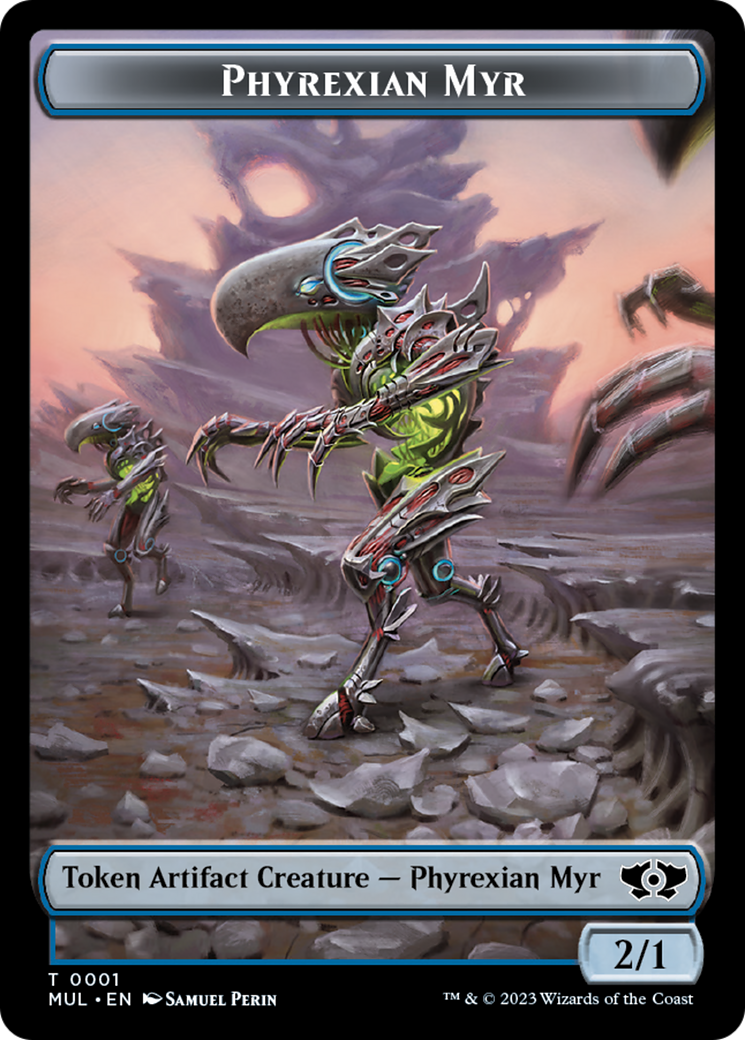 Phyrexian Myr // Wrenn and Realmbreaker Emblem Double-Sided Token [March of the Machine Tokens] | Kessel Run Games Inc. 