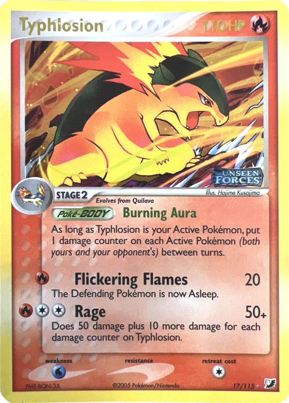 Typhlosion (17/115) (Stamped) [EX: Unseen Forces] | Kessel Run Games Inc. 