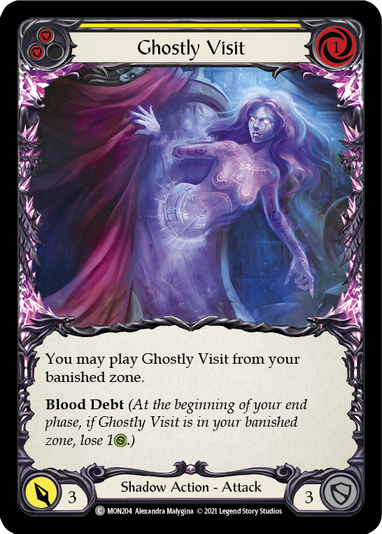 Ghostly Visit (Yellow) [MON204-RF] (Monarch)  1st Edition Rainbow Foil | Kessel Run Games Inc. 