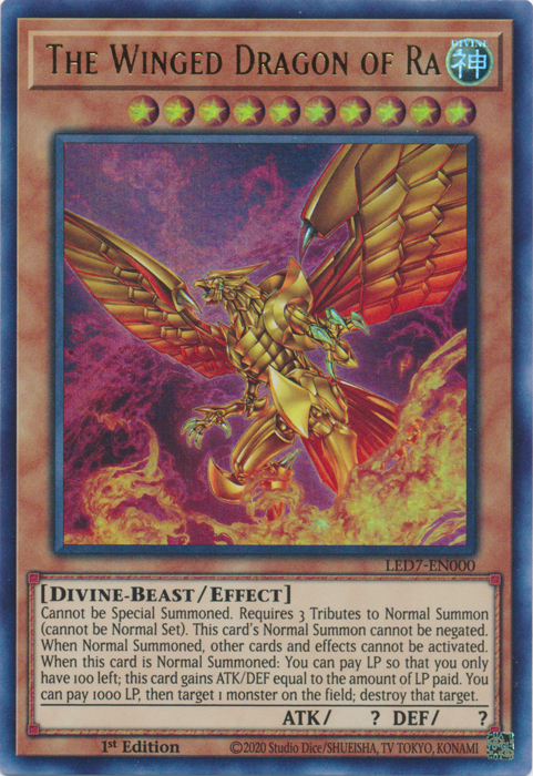 The Winged Dragon of Ra (Alternate Art) [LED7-EN000] Ultra Rare | Kessel Run Games Inc. 