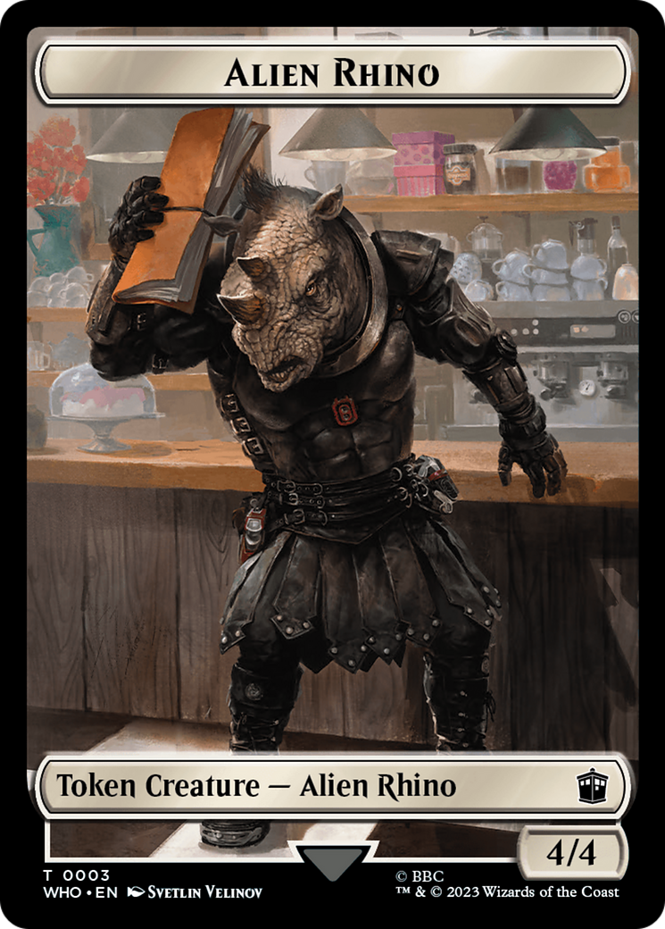 Alien Rhino // Alien Salamander Double-Sided Token (Surge Foil) [Doctor Who Tokens] | Kessel Run Games Inc. 