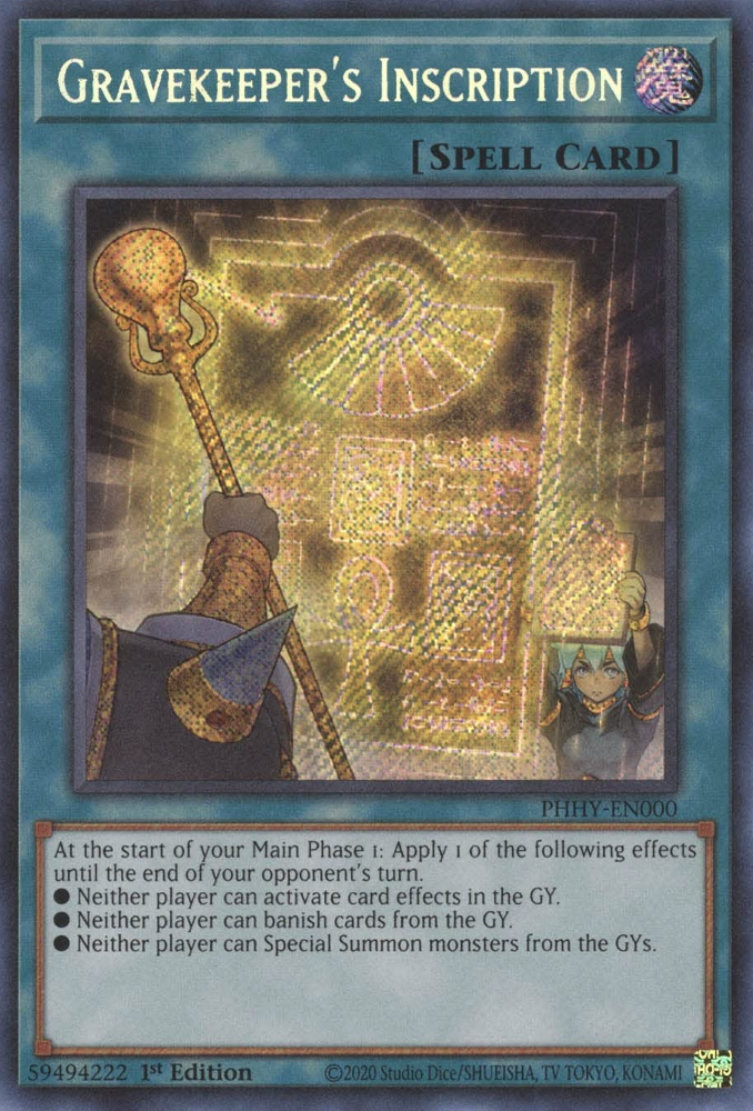 Gravekeeper's Inscription [PHHY-EN000] Secret Rare | Kessel Run Games Inc. 