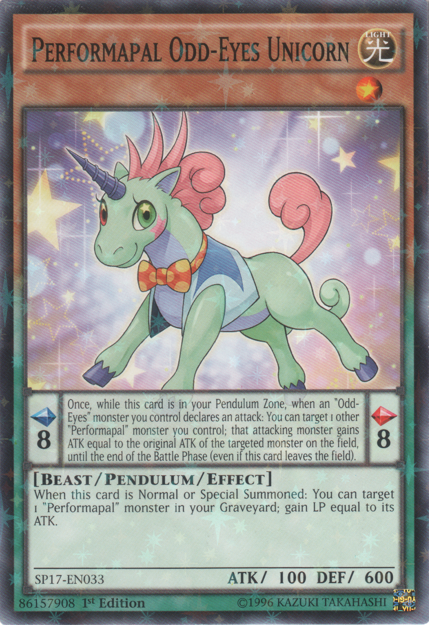 Performapal Odd-Eyes Unicorn [SP17-EN033] Starfoil Rare | Kessel Run Games Inc. 