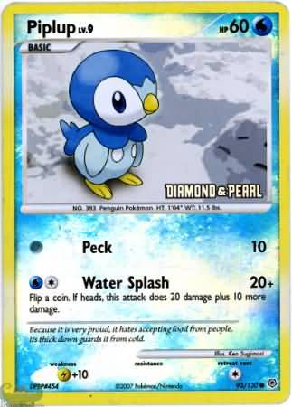 Piplup (93/130) [Burger King Promos: 2008 Collection] | Kessel Run Games Inc. 