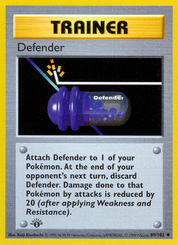 Defender (80/102) (Shadowless) [Base Set 1st Edition] | Kessel Run Games Inc. 