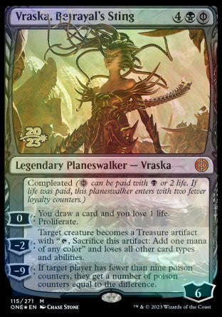 Vraska, Betrayal's Sting [Phyrexia: All Will Be One Prerelease Promos] | Kessel Run Games Inc. 