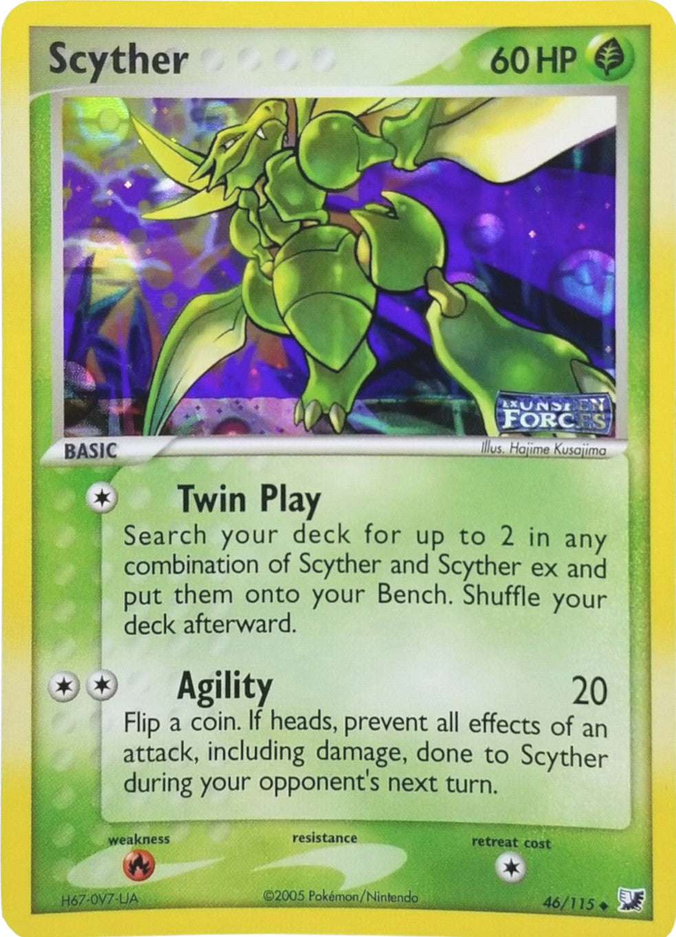 Scyther (46/115) (Stamped) [EX: Unseen Forces] | Kessel Run Games Inc. 