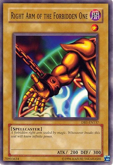 Right Arm of the Forbidden One [DB1-EN137] Common | Kessel Run Games Inc. 