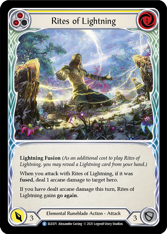 Rites of Lightning (Yellow) [ELE071] (Tales of Aria)  1st Edition Rainbow Foil | Kessel Run Games Inc. 