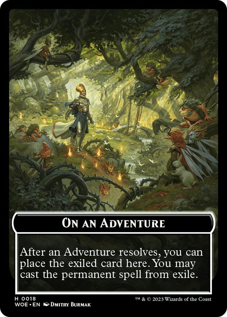 On an Adventure Emblem [Wilds of Eldraine Tokens] | Kessel Run Games Inc. 