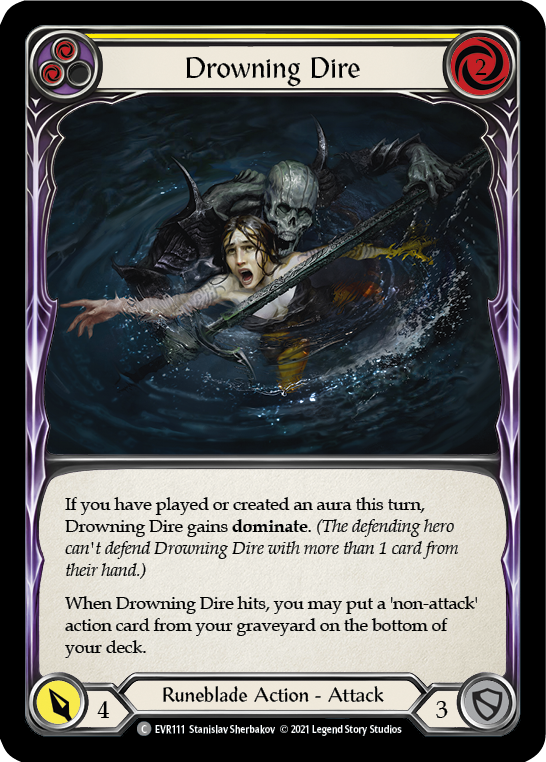 Drowning Dire (Yellow) [EVR111] (Everfest)  1st Edition Rainbow Foil | Kessel Run Games Inc. 