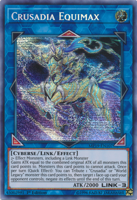 Crusadia Equimax [MP19-EN107] Prismatic Secret Rare | Kessel Run Games Inc. 