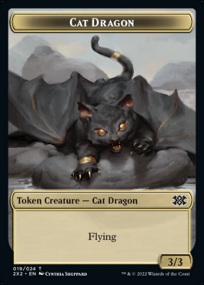 Cat Dragon // Treasure Double-Sided Token [Double Masters 2022 Tokens] | Kessel Run Games Inc. 
