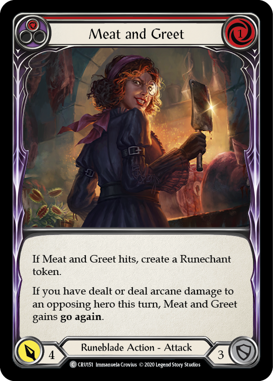Meat and Greet (Red) [CRU151] (Crucible of War)  1st Edition Rainbow Foil | Kessel Run Games Inc. 