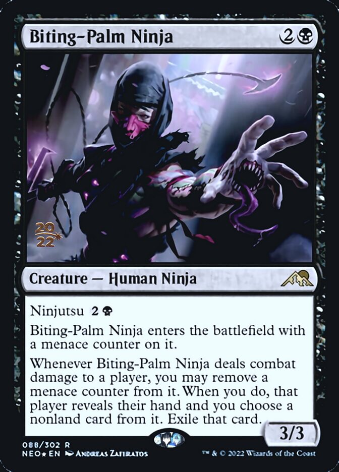Biting-Palm Ninja [Kamigawa: Neon Dynasty Prerelease Promos] | Kessel Run Games Inc. 