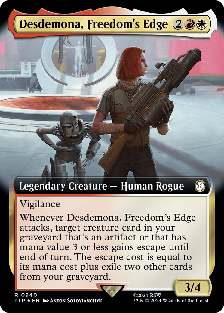 Desdemona, Freedom's Edge (Extended Art) (Surge Foil) [Fallout] | Kessel Run Games Inc. 