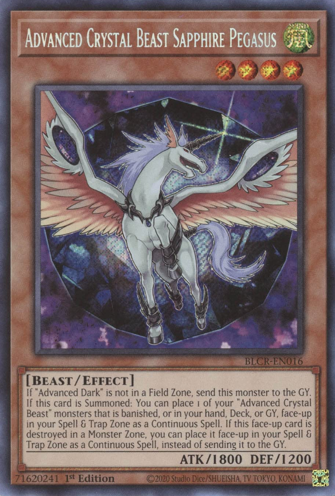 Advanced Crystal Beast Sapphire Pegasus [BLCR-EN016] Secret Rare | Kessel Run Games Inc. 